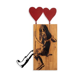 Wallity Banksy - 18 Escultura de pared de madera y metal Nogal y Negro